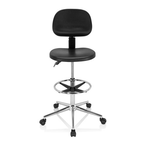Siège Technique / Tabouret Technique Top Work 24 I En Mousse Rigide, Chromé Noir Hjh Office
