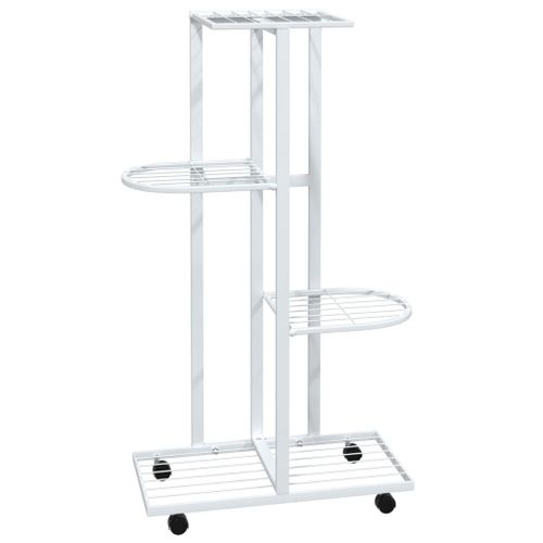 Vidaxl Jardinière À 4 Niveaux Avec Roues 44x23x80 Cm Blanc Fer