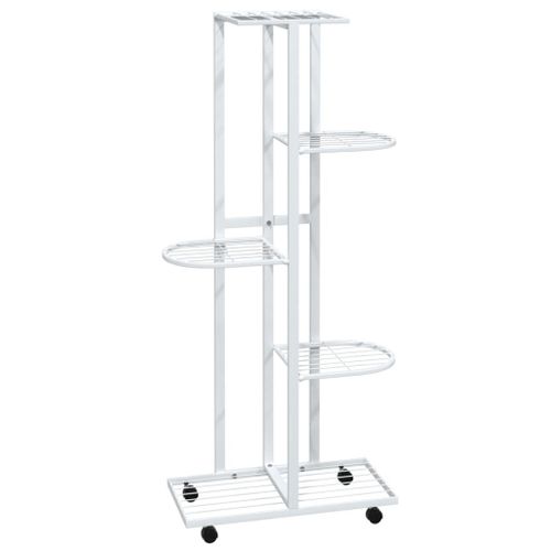 Vidaxl Jardinière À 5 Niveaux Avec Roues 44x23x100 Cm Blanc Fer