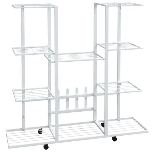 Vidaxl Jardinière Avec Roues 94,5x24,5x91,5 Cm Blanc Fer
