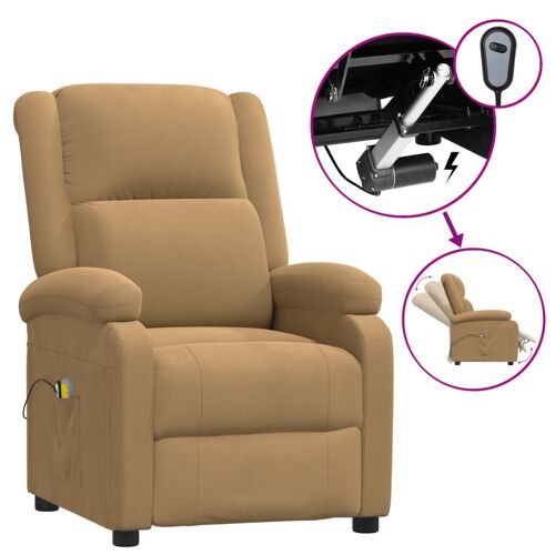 vidaXL Fauteuil de massage inclinable électrique Marron Velours