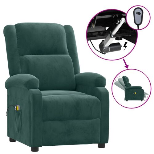 vidaXL Fauteuil de massage inclinable électrique Vert foncé Velours