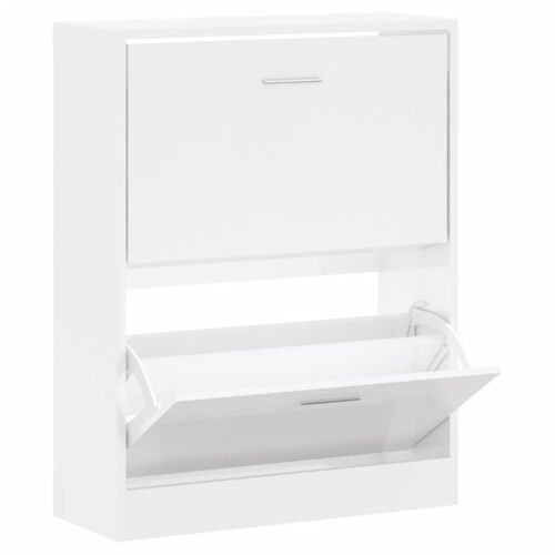 vidaXL Armoire à chaussure Blanc brillant 63x24x81 cm Bois ingénierie