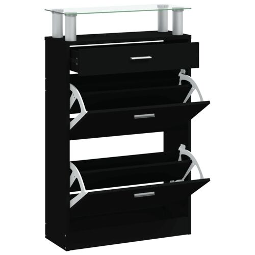 vidaXL Armoire à chaussures Noir 63x24x104 cm Bois d'ingénierie