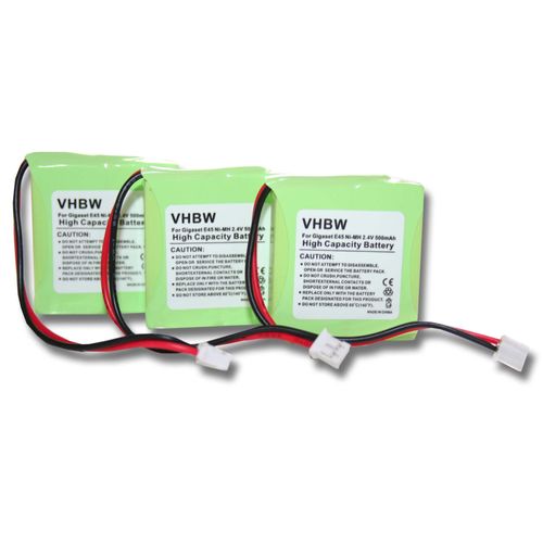 3 x batteries Ni-MH 650mAh (2,4 V) pour Siemens Gigaset E45, E450, E455, Swisscom Aton CL-102 notamment. Remplace V30145-K1310-X382
