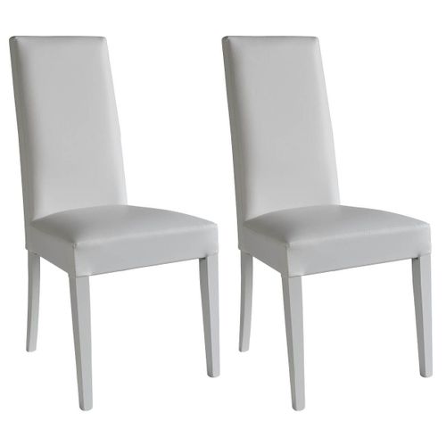 Torino - Lot De 2 Chaises Simili Blanc Et Pieds Laqués