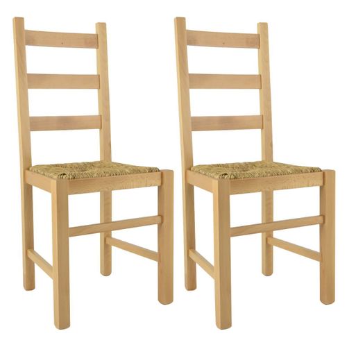 Orta - Lot De 2 Chaises Naturelles Et Assises En Paille