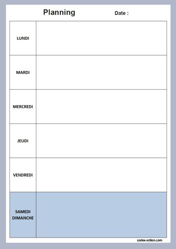 Bloc Note Planning Semaine Bleu 52 Pages Détachables A5 15x21 Cm - 7 Jours
