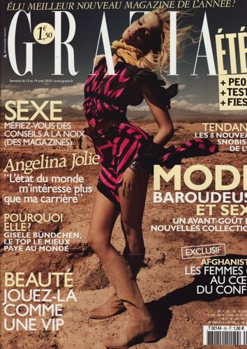 Grazia / 13-08-2010 N°50 : Angelina Jolie (4p) - Gisèle Bundchen (2p) - Demi Moore (1p)