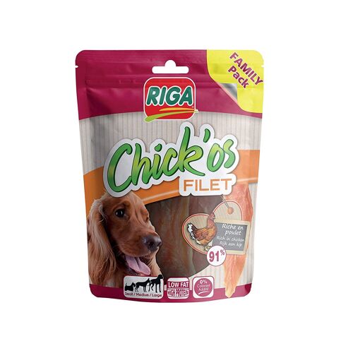Riga - Chick Os Filet - Friandise Pour Chien Riche En Filet De Poulet Et En Protéines - Faible Teneur En Mati Re Grasse - Sans Colorants Ni Additifs - Family Pack De 300g