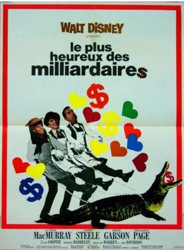 Le Plus Heureux Des Milliardaires / Walt Disney - Affiche Originale De Cinéma - Format 60x80 Cm - De Norman Tokar Avec Fred Macmurray, Greer Garson, Gladys Cooper / The Happiest Millionaire - 1967