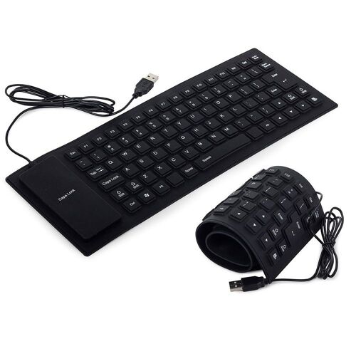 Clavier Silicone étanche Noir USB Qwerty pour PC Ordinateur PS4 Universel