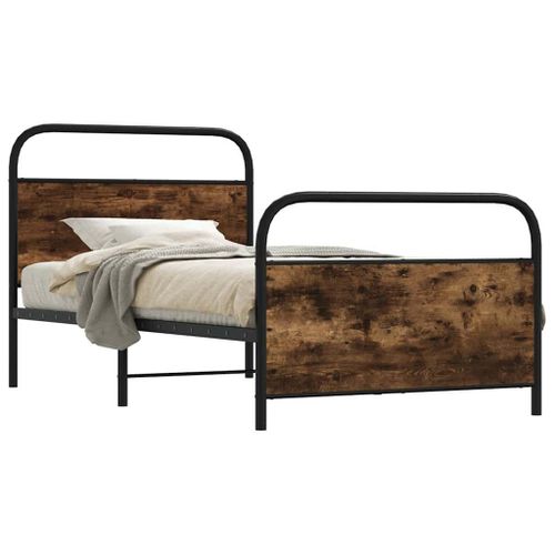 Vidaxl Cadre De Lit Sans Matelas 100x190 Cm Chêne Fumé Bois Ingénierie