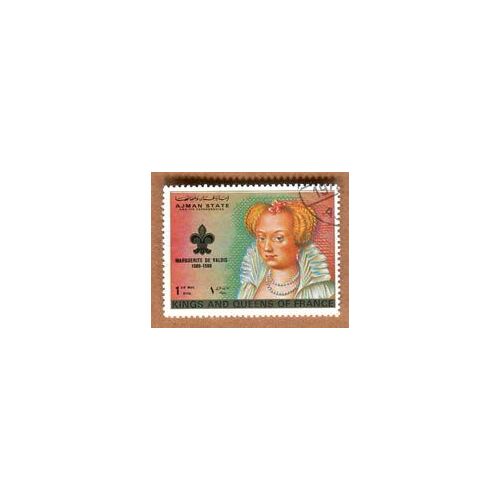 Timbre Oblitéré - " Série Kings And Queens Of France " - " Marguerite De Valois " - Ajman - 1972