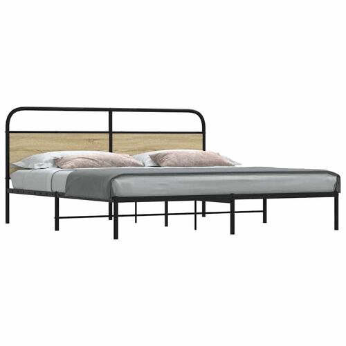 vidaXL Cadre de lit en métal sans matelas chêne sonoma 200x200 cm