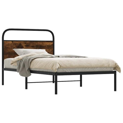 Vidaxl Cadre De Lit Sans Matelas 100x190 Cm Chêne Fumé Bois Ingénierie