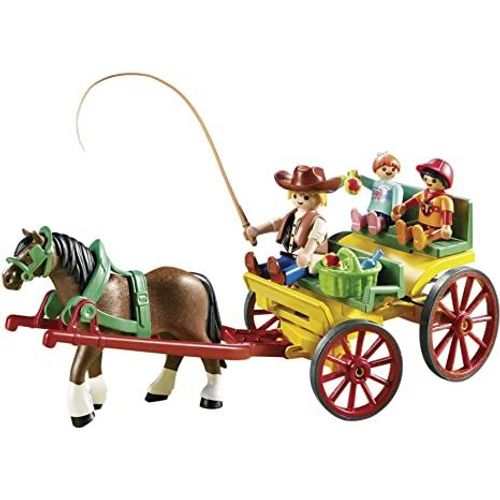 Playmobil Country - 3 Personnages, Chariot Avec Cheval Et Accessoires - 29 Pièces