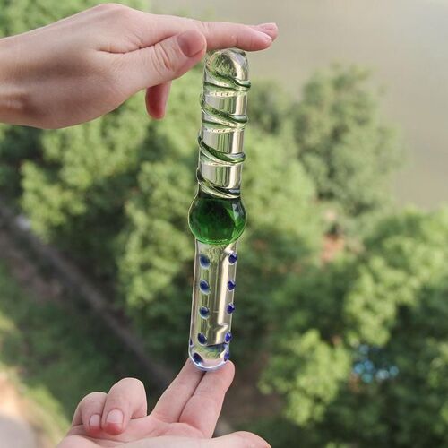 21cm Longueur Double Tête Cristal Verre Gode Sex Toy Anal Godemichet Anal Stimulateur Vagin Pour Femme Gay Masturbateur Masculin