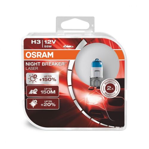 2 Ampoules Phare Auto Night Breaker Laser H3 - Osram - Halogène 12v