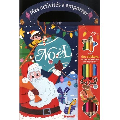 Noël - Avec Des Stickers, 6 Crayons Bicolores Et Une Gomme !