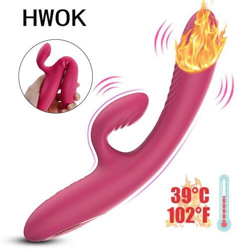 Hwok 18 + Chauffage Lapin Vibrateur Pour Femme Adulte Jouets Sexuels Pour Femme G Spot Vagin Clitoris Stimulateur Femme Masturbateur