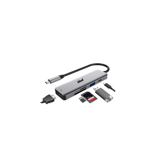 LECTEUR DE CARTE ET HUB USB C 4 EN 1 ID DOCK TRAVEL GRIS SIDÉRAL