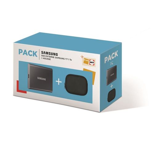SSD externe SAMSUNG PACK SSD EXTERNE T7 1 TO GRIS + HOUSSE