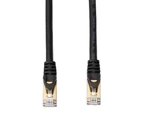 Câble RJ45 droit couleur noir - 2m S/STP Cat 8 avec snagless et connecteurs en or