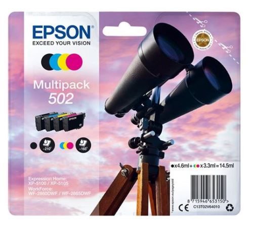 Epson 502 Multipack (Jumelles) - Pack 4 cartouches d'encre originales - noir, cyan, magenta, jaune