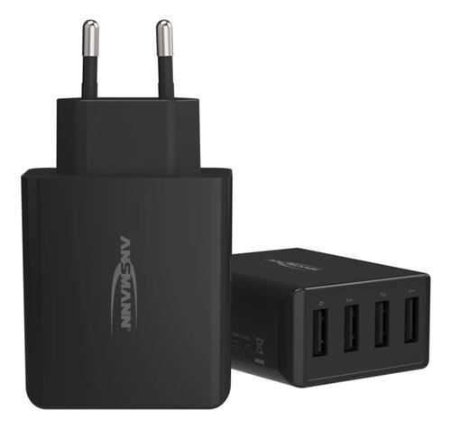 ANSMANN Home Charger HC430 - Adaptateur secteur - 30 Watt - 6 A - 4 connecteurs de sortie (4 x USB) - noir