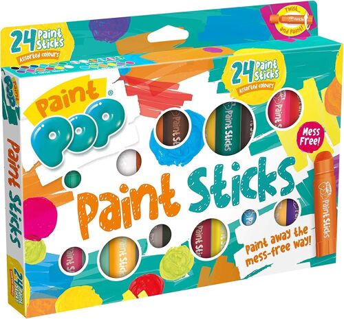 Paint Pop Paint Sticks For Kids 24 Pack Assorted Colours