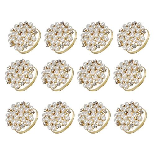 Paquet de 12 Perles Anneaux de Serviette, En Alliage Délicat Porte-Serviettes Anneau Boucles Parfait Table Décor Pour Thanksgiving, noël, mer