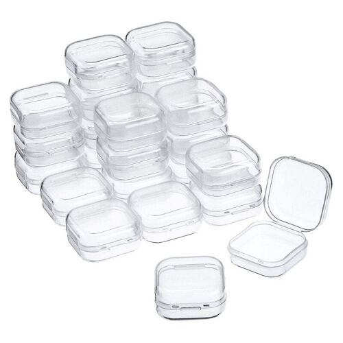 Petits Conteneurs De Stockage De Perles En Plastique Transparent 24 Pièces, Boîte Avec Couvercle À Charnière Pour Le Stockage De Petits Objets Artisanat Matériel