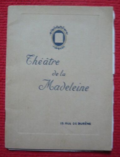 Programme Théâtre De La Madeleine 1928  LHomme De Joie