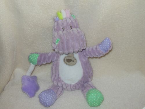 Hippopotame Babynat Baby Nat Doudou Violet Mauve Violine Vert Pois Peluche A Grelot De 25 Cm