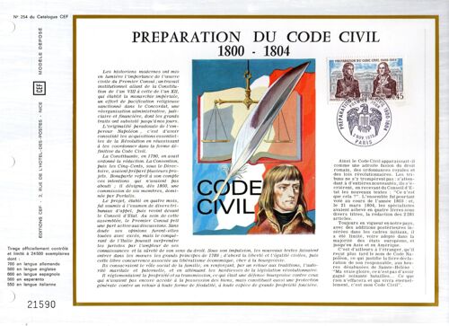 Document Cef Numero 254 - Preparation Du Code Civil - 1800 - 1804 -