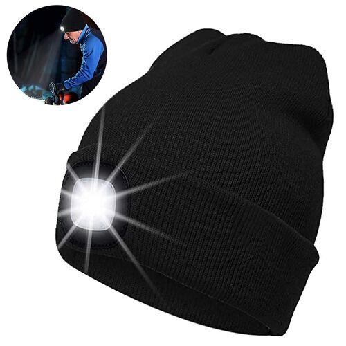 Bonnet À Led Unisexe Avec Lumière, Phare Éclairé En Tricot D'hiver