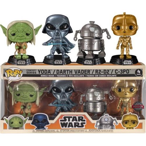 Figurines Funko Pop - Star Wars Concept Series - Yoda, C-3po, Darth Vader & R2-D2 Concept Series Pack (58868)