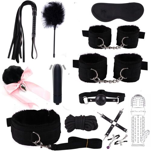 Kit Bdsm Sexy En Nylon, Ensemble De Bondage Sexuel En Peluche, Menottes, Jeux Sexuels, Pinces À Tétons, Jouets Sexuels Pour Couples, Accessoires Exotiques