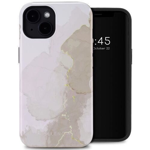 Selencia Coque arrière Vivid avec MagSafe iPhone 14 Marble Light Brown