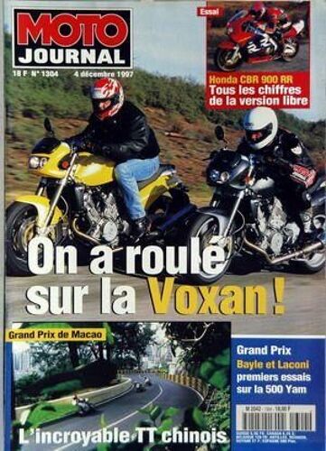 Moto Journal N° 1304 Du 04/12/1997 - Honda Cbr 900r - La Voxan - Grand Prix De Macao  -   Le Tt Chinois - Grand Prix  -   Bayle Et Lacomi.