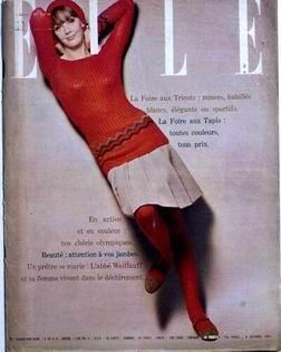 Elle N° 981 Du 08/10/1964 - La Foire Aux Tricots - Blancs Elegants Ou Sportifs - La Foire Aux Tapis - Nos Cheris Olympiques - Beaute  -   Attention Vos Jambes - Un Pretre Se Marie  -   L'abbe Weitlauf.