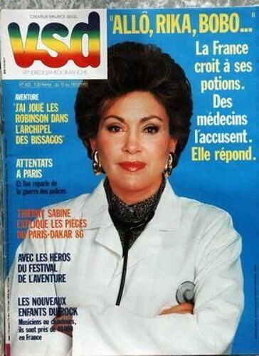 Vsd N° 432 Du 12/12/1985 - Rika Zarai Et Ses Potions - Dans L'archipel Des Bissagos - Attentats A Paris - Thierry Sabine - Le Paris- Dakar 86 - Avec Les Heros Du Festival De L'aventure - Les Nouveaux Enfants Du Rock.