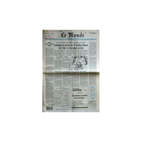 Monde (Le) N° 14338 Du 02/03/1991 - Liberte Pour La Famille Oufkir Par Jacques De Barrin - L'abandon Du Pouvoir Par M. Saddam Hussein Fait L'objet De Tractations Secretes - La Rumeur D'alger Par Georges Marion - Gagnants Et Perdants Par Jean-Pierr...