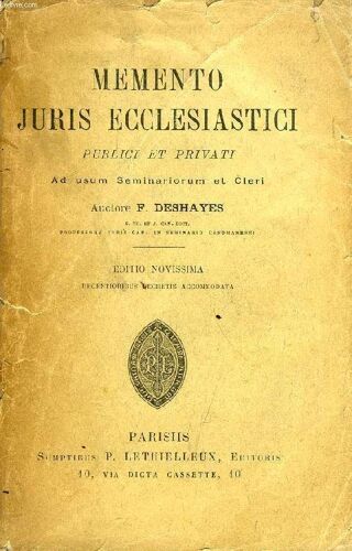 Memento Juris Ecclesiastici Publici Et Privati