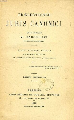 Praelectiones Juris Canonici, Tomus Ii