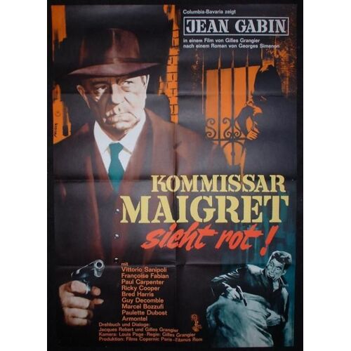 Jean Gabin * Maigret Voit Rouge - Affiche De Cinéma Originale Allemande - 84x59 Cm - Movie Poster - Gilles Grangier - Film 1963 - Gabin ; Vittorio Sanipoli ; Francoise Fabian - Roman Georges Simenon