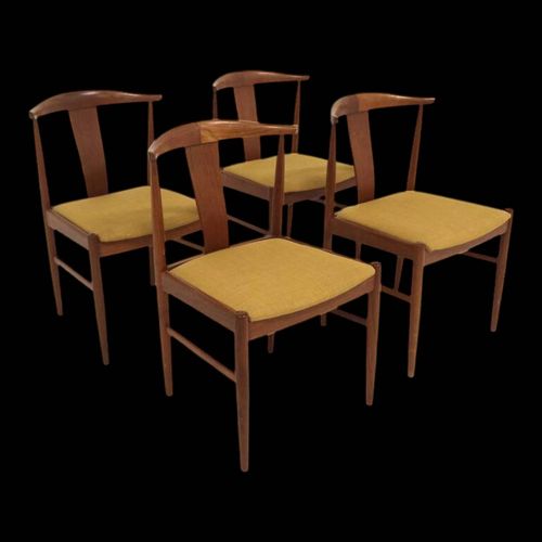 Set De 4 Chaises Scandinave En Teck Sude 1960 Jaune
