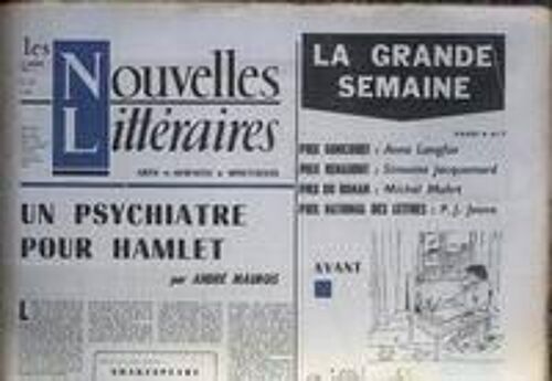 Nouvelles Litteraires (Les) N° 1838 Du 22/11/1962 - Les Prix  -   Goncourt  -   Anna Langfus - Renaudot  -   Simone Jacquemard - Roman  -   Michel Mohrt Et National Des Lettres  -   P.J. Jouve  - Un Psychiatre Pour Hamlet Par Maurois.