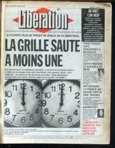 Liberation N° 1747 Du 01/01/1987 - Trois Otages Juifs Assassines A Beyrouth - Cathy Prefere Le Suicide A Sa Mere - Mitterrand - La France Qui Gagne Par La Paix Sociale - Il N'existe Plus Projet De Grille De La Direction - Sncf - Alice Sapritcht.